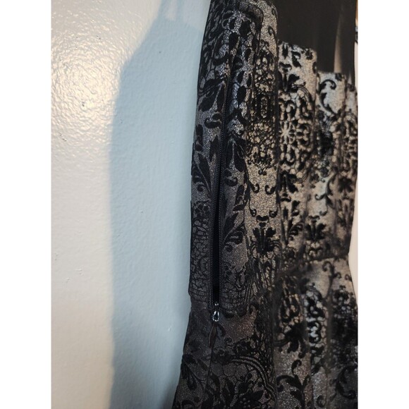NWT Three Pink Hearts Sleeveless Medium Floral Art Black Metallic Gray Dress - Picture 4 of 8